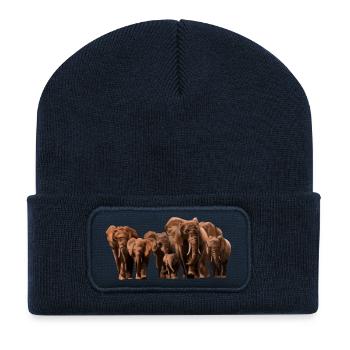Desert Elephant Coloring - Recycled Patch Beanie - french navy - Front