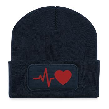 ECG des battements cardiaques | Symbole de l’amour pour la médecine - Beanie recyclé à patch - bleu marine - Devant