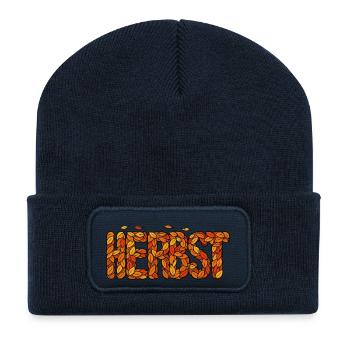 L’automne, la plus belle saison pour moi - Beanie recyclé à patch - bleu marine - Devant