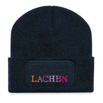 Wer schön sein will, muss lachen. - Recycelte Patch Beanie - French Navy - Vorne
