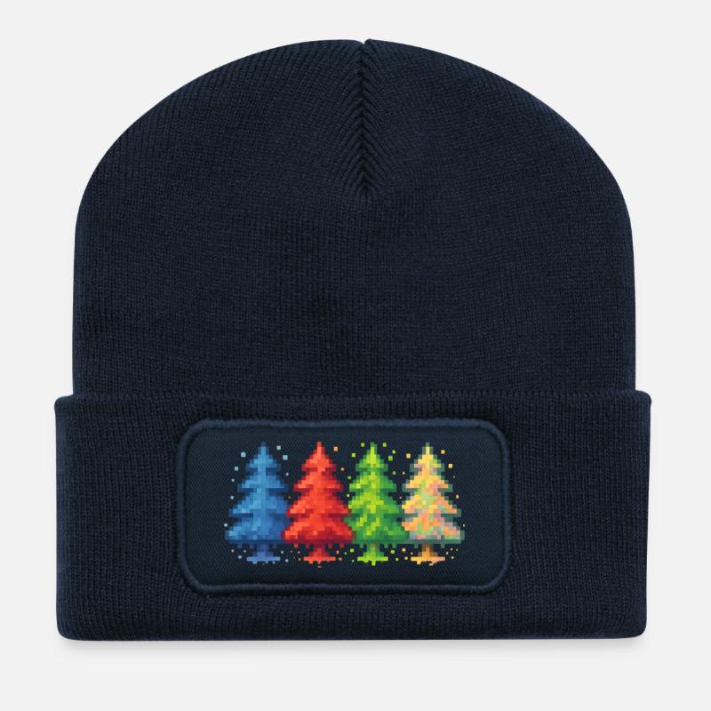 Pixelwald Weihnachtsbaum gaming - Recycelte Patch Beanie - French Navy