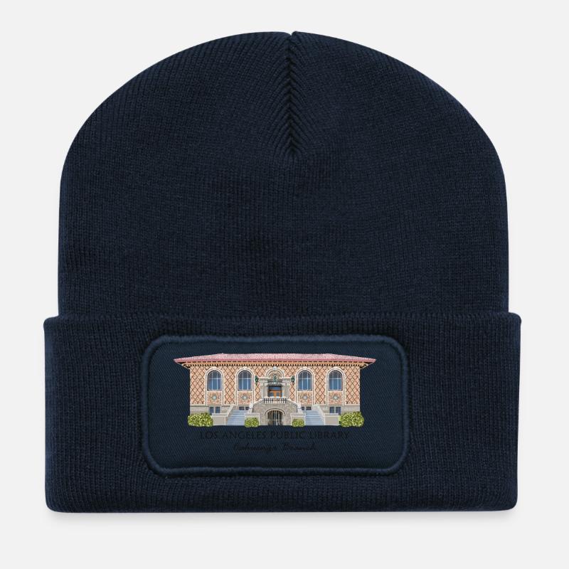 Los Angeles Öffentliche Bibliothek, handgezeichnet - Recycelte Patch Beanie - French Navy