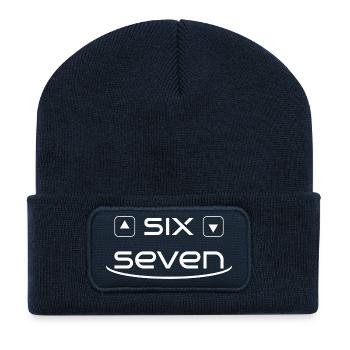 six sept - Beanie recyclé à patch - bleu marine - Devant