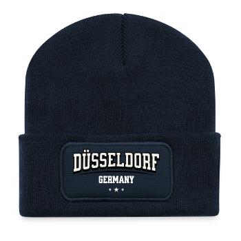 Dusseldorf Germany Block Font Logo - Recycled Patch Beanie - french navy - Front