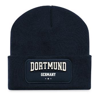 Dortmund Germany Typography Hoodie - Recycled Patch Beanie - french navy - Front