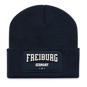 Fribourg, Allemagne, Vintage Uni-Look - Beanie recyclé à patch - bleu marine - Devant