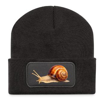 Timelessly Slow – Detailed Snail - Recycled Patch Beanie - dark grey - Front