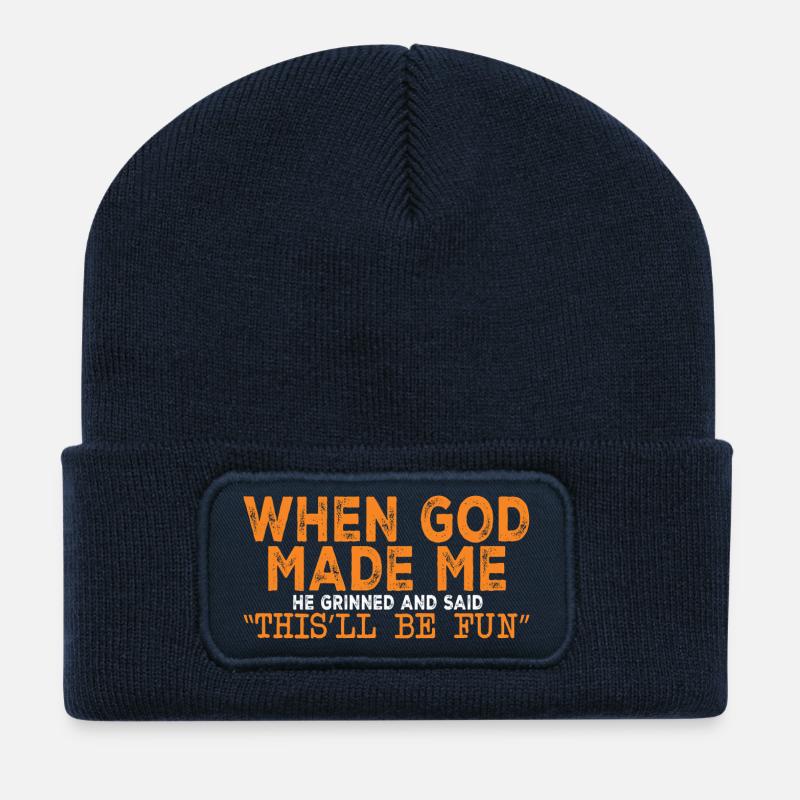 God made me for fun - Recycled Patch Beanie - french navy