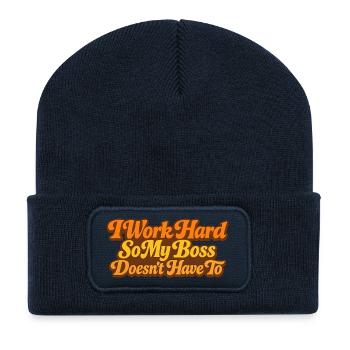 Keep Calm Work Hard and Stop the MIMIMI Geschenk - Recycelte Patch Beanie - French Navy - Vorne
