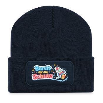 Prêt pour l’inscription scolaire - Beanie recyclé à patch - bleu marine - Devant