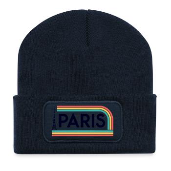 Paris Arc-en-ciel Rétro - Beanie recyclé à patch - bleu marine - Devant