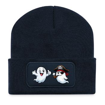 Duo de pirates fantômes - Beanie recyclé à patch - bleu marine - Devant