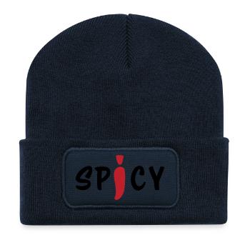 Style alimentaire minimaliste au piment épicé - Beanie recyclé à patch - bleu marine - Devant