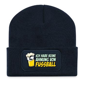 Keine Ahnung von Fußball Bier - Recycelte Patch Beanie - French Navy - Vorne