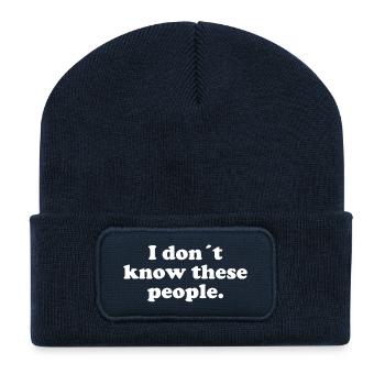 Je ne connais pas ces gens - Beanie recyclé à patch - bleu marine - Devant