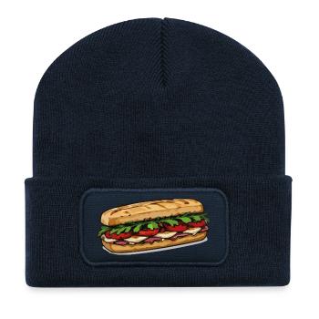 Fresh sandwich illustration design - Recycled Patch Beanie - french navy - Front