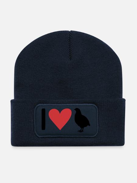 I Love Quail - Recycelte Patch Beanie - French Navy