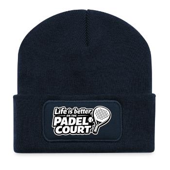 Life is Better auf dem Padel Court - Recycelte Patch Beanie - French Navy - Vorne