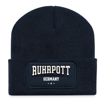 Motif d’éventail de Lettrage Ruhrpott en Allemagne - Beanie recyclé à patch - bleu marine - Devant