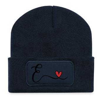 Letter E Monogram - Recycled Patch Beanie - french navy - Front