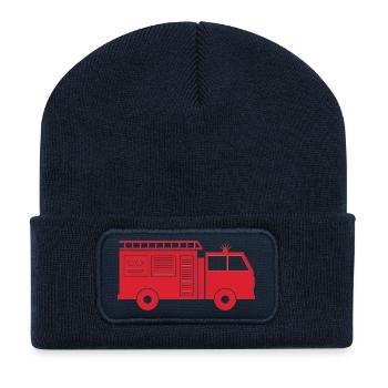 Camion de pompiers - Beanie recyclé à patch - bleu marine - Devant