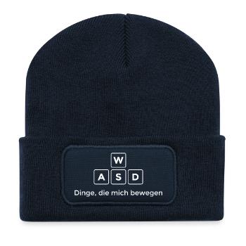 Dinge Die Mich Bewegen Shirt WASD Shirt PC Gamer - Recycelte Patch Beanie - French Navy - Vorne