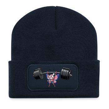 Strong butterfly in the gym - Recycled Patch Beanie - french navy - Front