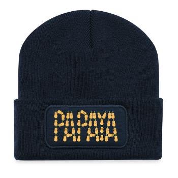Papaya-Typografie - Recycelte Patch Beanie - French Navy - Vorne