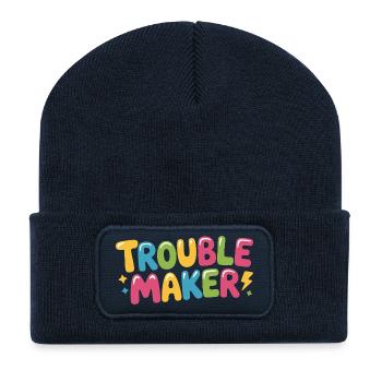 Troublemaker Frechdachs Rabauke Geschwister Kinder - Recycelte Patch Beanie - French Navy - Vorne