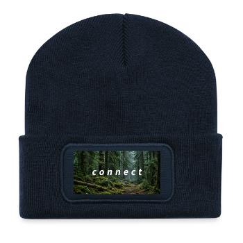 T-Shirt mit Wald-Design: CONNECT - Recycelte Patch Beanie - French Navy - Vorne
