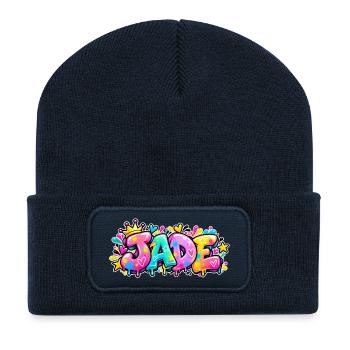 Nennen Sie Jade Graffiti Girly: die Königin der Straße! - Recycelte Patch Beanie - French Navy - Vorne
