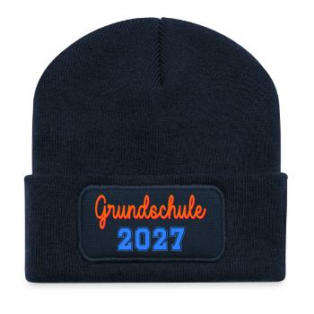 Einschulung Grundschule 2027 - Recycelte Patch Beanie - French Navy - Vorne