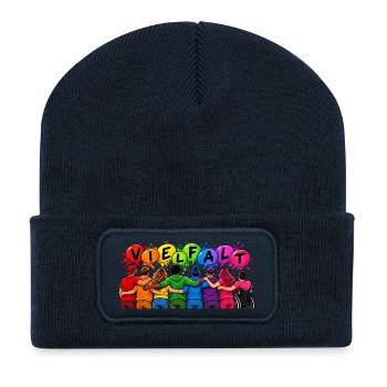 Vielfalt verbindet – Gemeinsam sind wir bunt - Recycelte Patch Beanie - French Navy - Vorne
