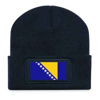 bosnien, bosnia, Fahne, Flagge - Recycelte Patch Beanie - French Navy - Vorne