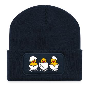 Drei aus dem Ei (d) - Recycelte Patch Beanie - French Navy - Vorne