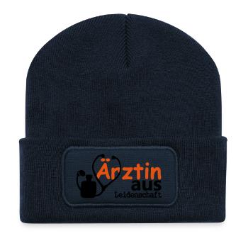 Ärztin aus Leidenschaft Geschenk - Recycelte Patch Beanie - French Navy - Vorne