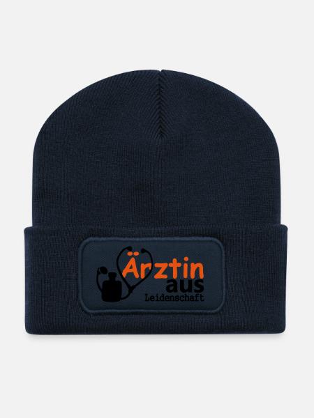 Ärztin aus Leidenschaft Geschenk - Recycelte Patch Beanie - French Navy