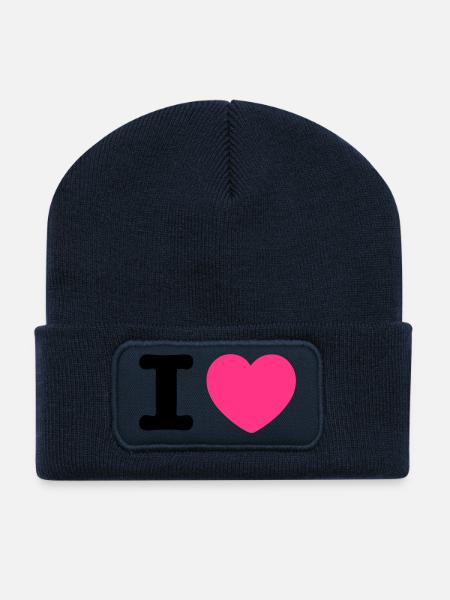 je coeur - Beanie recyclé à patch - bleu marine