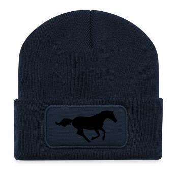 horse silhouette - Recycelte Patch Beanie - French Navy - Vorne