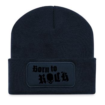 born_to_rock_skull_1c - Recycled Patch Beanie - french navy - Front