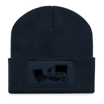computers_1c - Beanie recyclé à patch - bleu marine - Devant