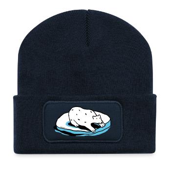 L'ours polaire - Beanie recyclé à patch - bleu marine - Devant