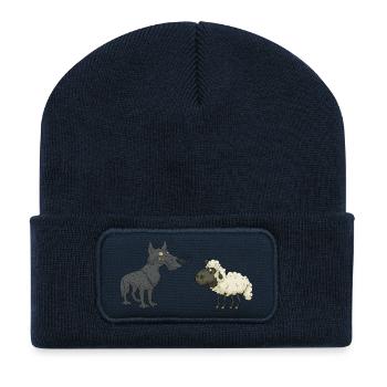 Wolf sheep - Recycled Patch Beanie - french navy - Front