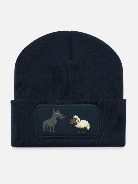 moutons loup - Beanie recyclé à patch - bleu marine