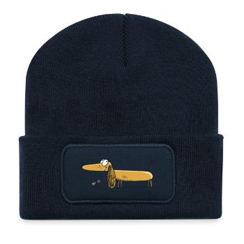 Funny Dachshund - Dachshund - Teckel - Comic - Recycled Patch Beanie - french navy - Front
