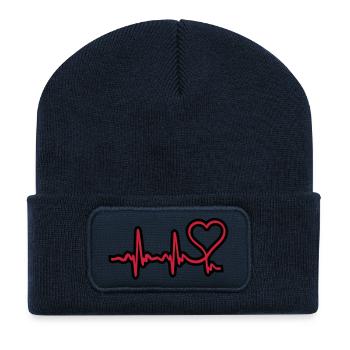 herz frequenz - Recycelte Patch Beanie - French Navy - Vorne