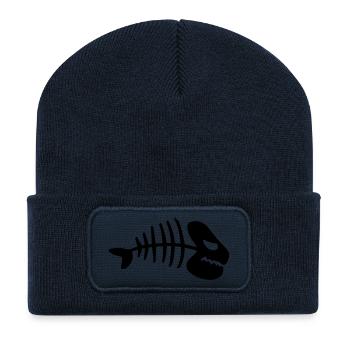 fish_dead_bone_jq1 - Recycled Patch Beanie - french navy - Front