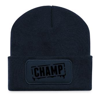 champ_stamp_grunge_g1 - Beanie recyclé à patch - bleu marine - Devant