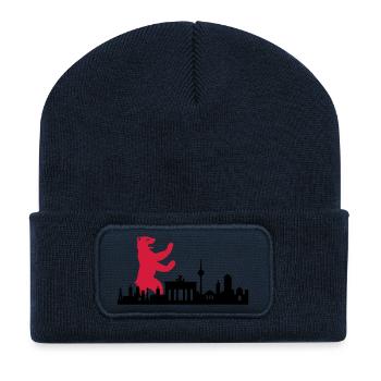 Skyline - Berlin Bär - Recycelte Patch Beanie - French Navy - Vorne