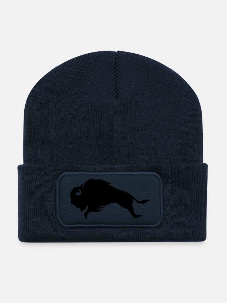 BLACK BISON BULL - Recycled Patch Beanie - french navy